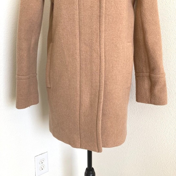 J. Crew City Wool Blend Camel Pea Coat Classic Preppy size 4 style AB945 - Picture 5 of 17